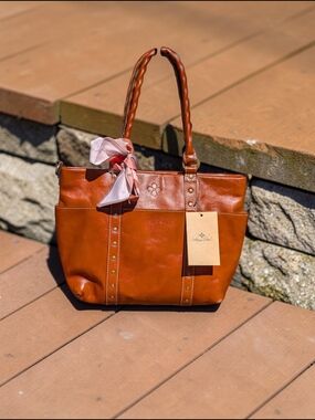 Patricia Nash Carducci Full Grain Cognac Leather Tote